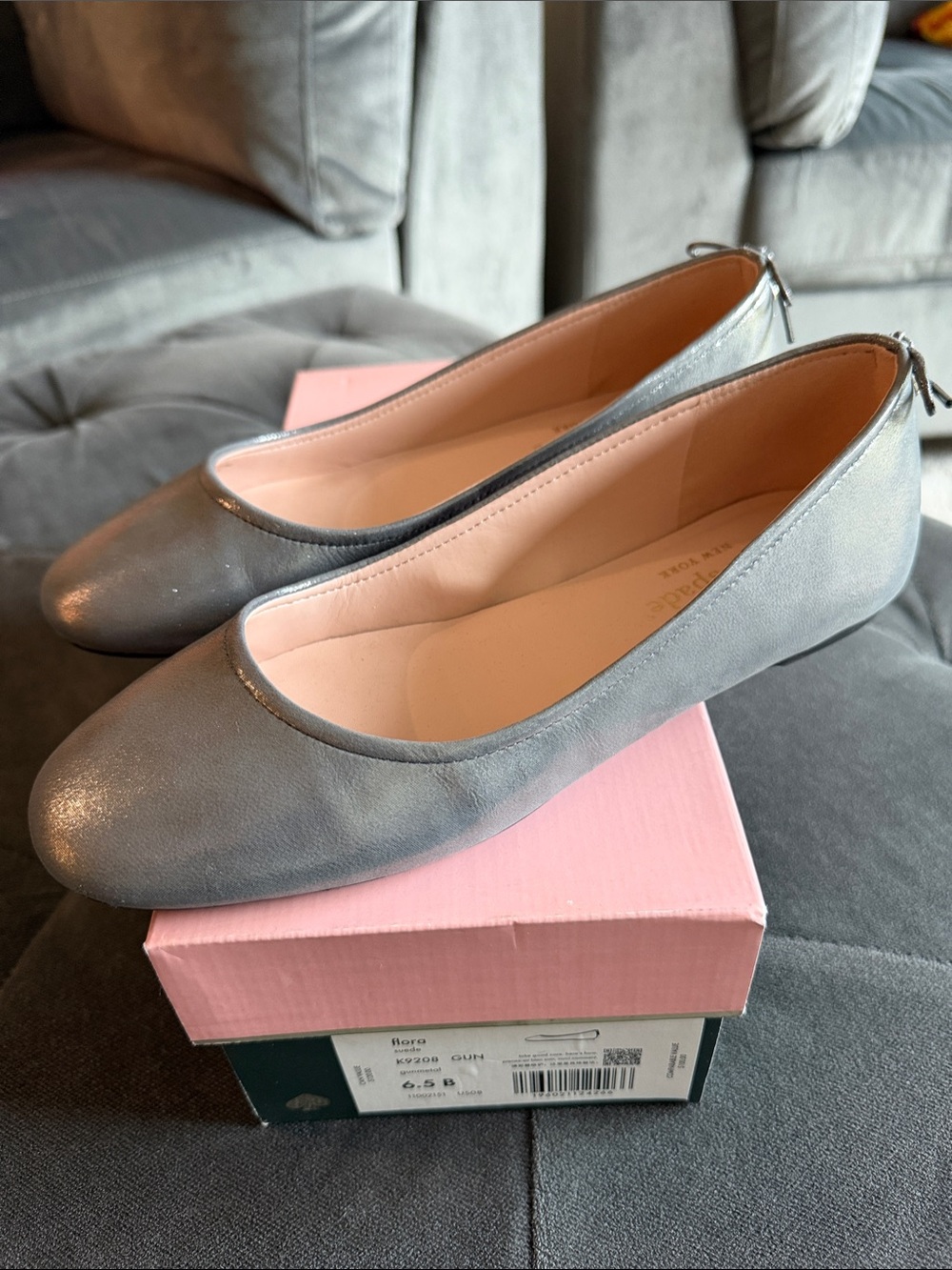 Women’s Kate Spade Metallic Gray Ballet Flats